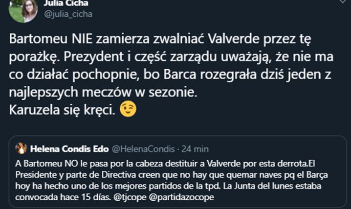 Bartomeu NIE ZAMIERZA zwalniać Valverde! :D